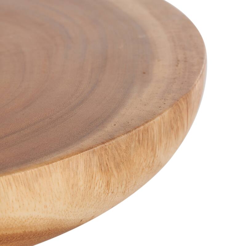 Teak Wood Handmade Decorative Bowl with Elevated Base - Brown - Roche River Decor - 17"W x 17"L x 5"H