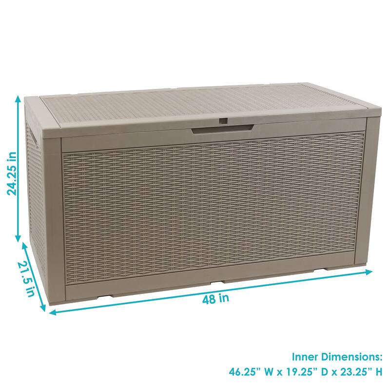 Sunnydaze Faux Rattan Outdoor Lockable Deck Storage Box - 100-Gal.
