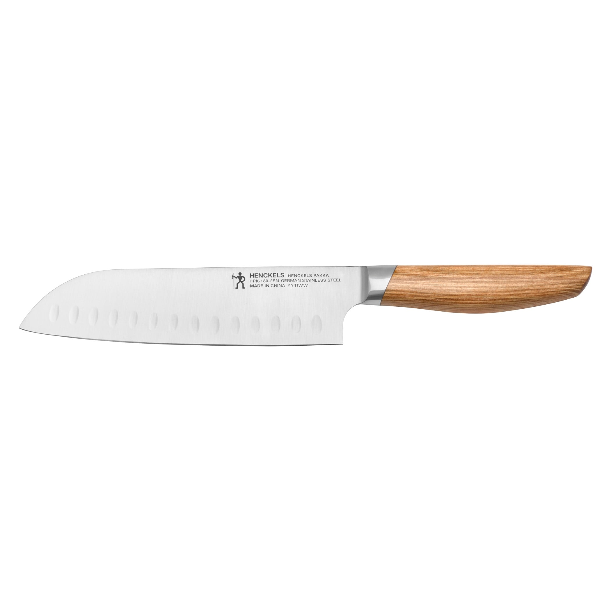 Henckels Pakka 7-inch Hollow Edge Santoku Knife - Wood