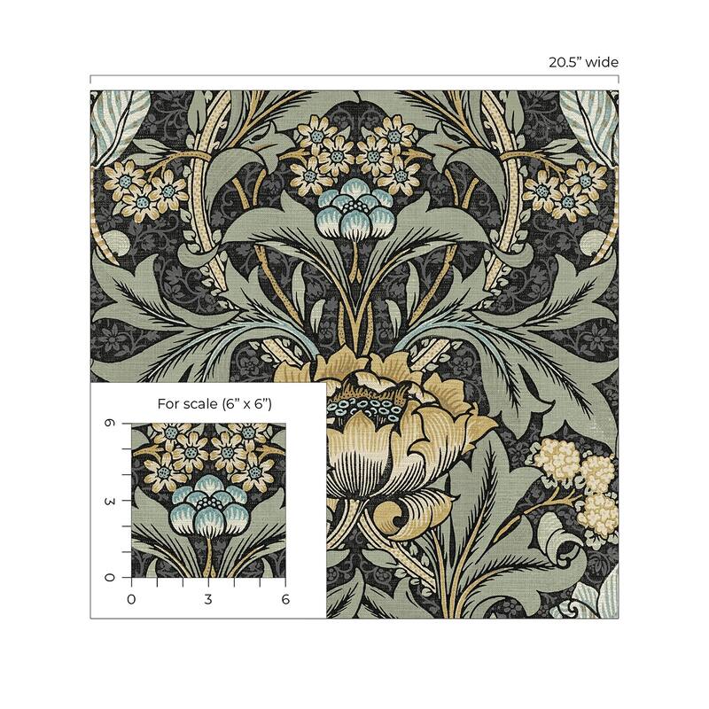 NextWall Acanthus Floral Peel and Stick Wallpaper