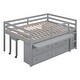 preview thumbnail 33 of 34, Twin/Full Size Low Loft Bed with Retractable Writing Desk and 4 Drawers, Wooden Loft Bed Frame w/ Lateral Portable Desk & Ladder