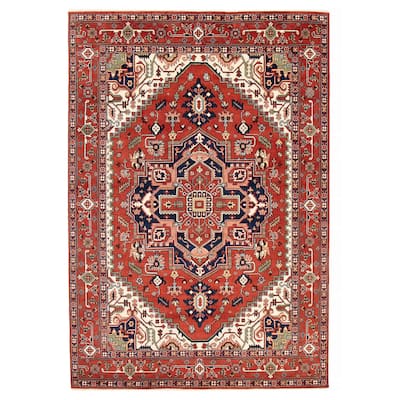 ECARPETGALLERY Hand-knotted Serapi Heritage Dark Copper Wool Rug - 9'9 x 14'0