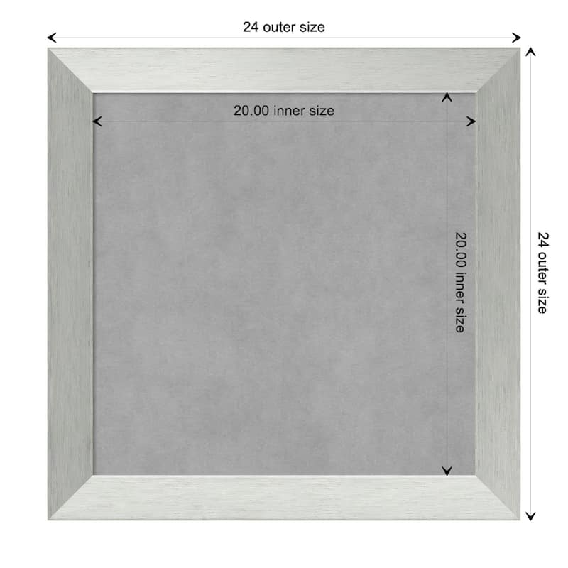 Amanti Art Brushed Sterling Silver Framed Magnetic Board - Board Size 20x20