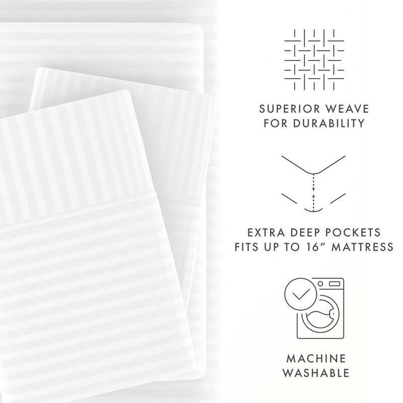 Soft Essentials Stripe Pattern 4-piece Deep Pocket Bed Sheet Set