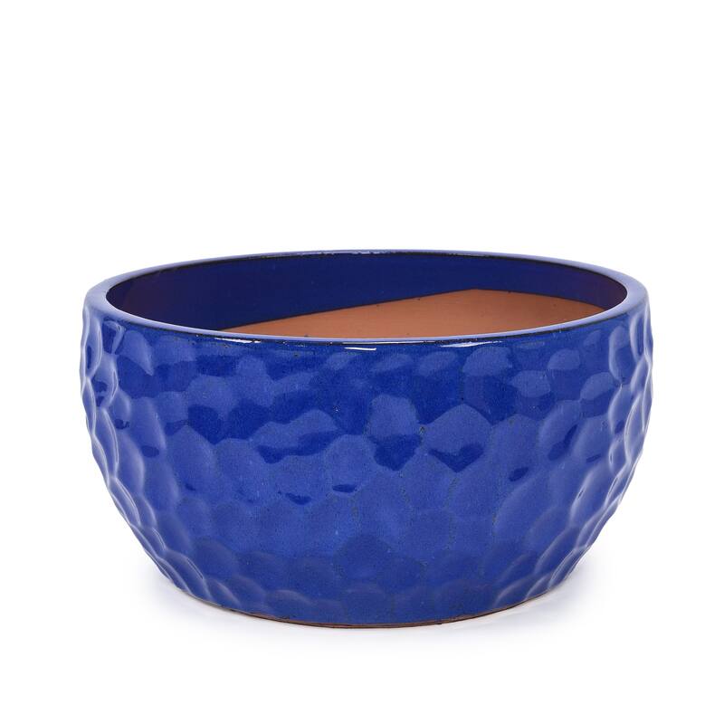 Anmytek Handmade Ceramic Planter Set of 3 with Hammered Texture