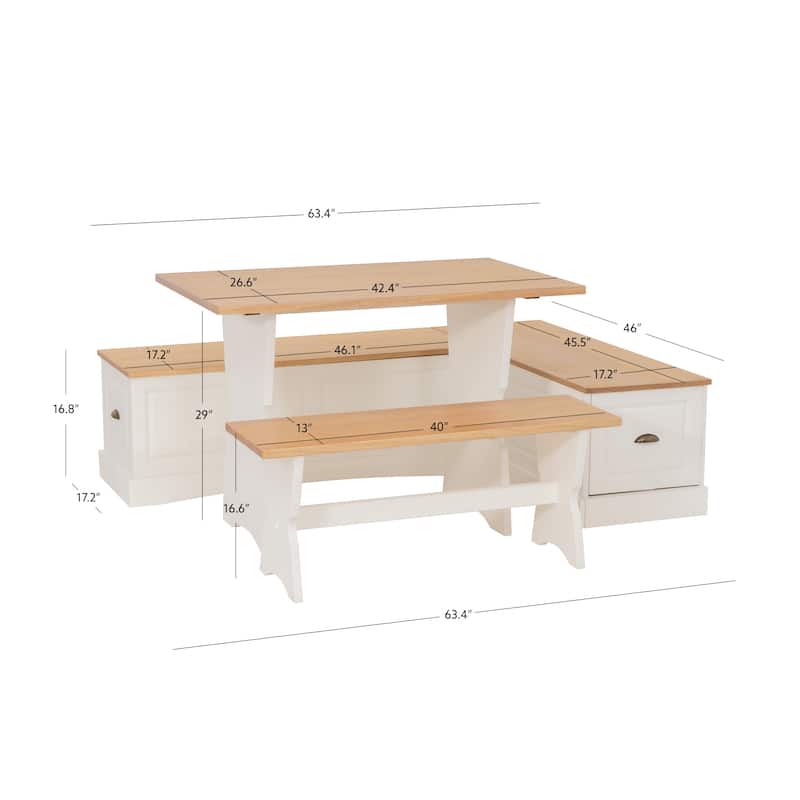 Ame Walnut Backless Nook Table Set