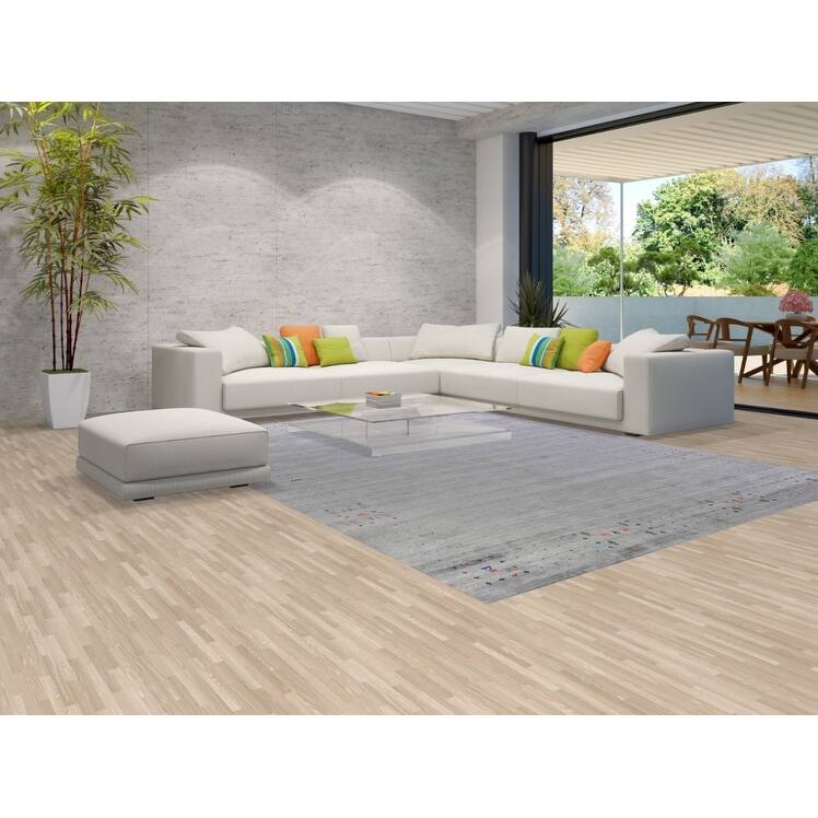 Hand Knotted Oriental 100% Wool Carpet Tribal Tribal Greys & Charcoal Gabbeh Area Rug - 12' 2'' X 9' 2''