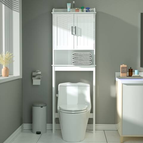 VEIKOUS Bathroom Over The Toilet Storage Cabinet Organizer With Doors and Shelves