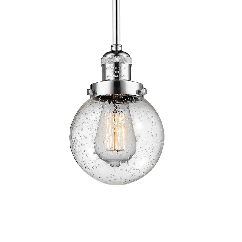 Innovations Lighting Beacon Single Light 6" Wide Mini Pendant with - Polished Chrome / Seedy
