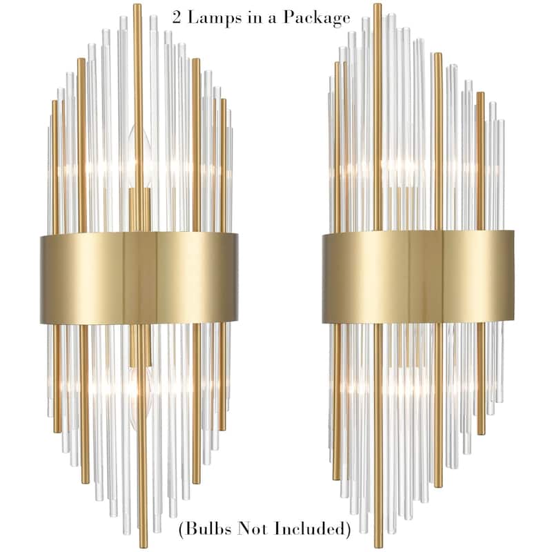 Polignano Brass Modern Wall Sconces , Glass & Brass Rods , Set of 2 Lights