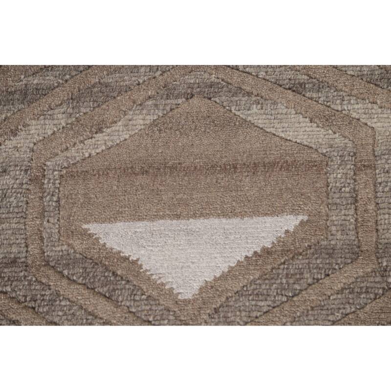 Contemporary / Modern Area Rug Handmade Wool Carpet - 9'2" x 11'8"