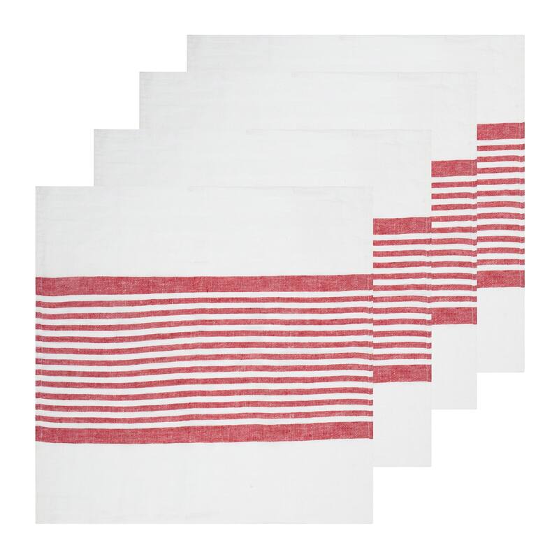 Caravan Brittany Napkins - Set of 4 - White, Red