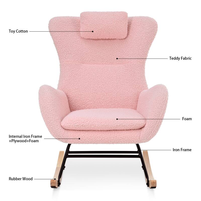 26.38" High Back Rocking Chair with Pocket