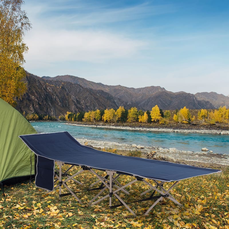 Folding Camping Cot for Adults with Carry Bag,Side Pocket,Outdoor Portable Sleeping Bed for Travel,Camp,Vacation