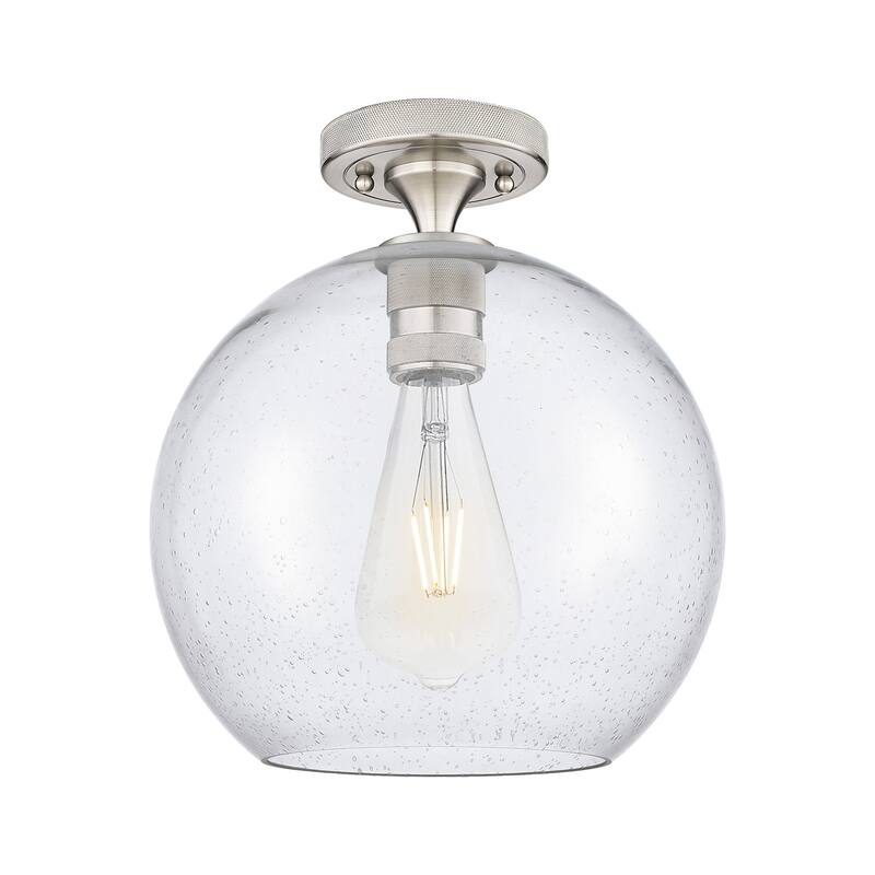 Innovations Lighting 434-1F-10-10 Crown Point Flush Mount Crown Point - Satin Nickel / Seedy