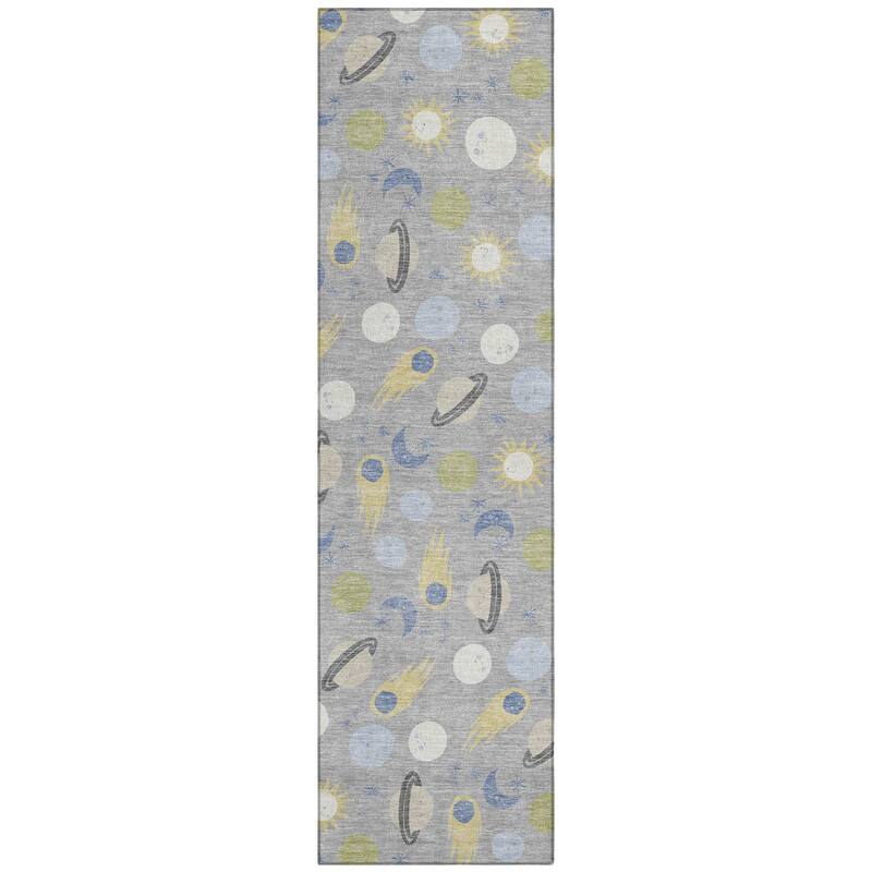 Machine Washable Indoor/ Outdoor Planets Comets Chantille Rug