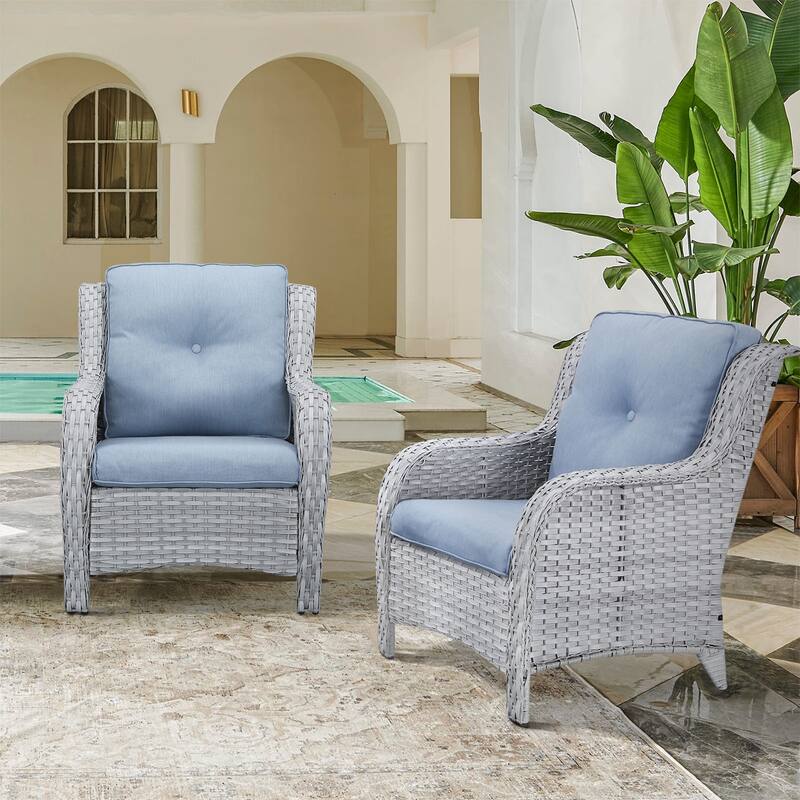 2 Peices Wicker Chairs Wide Armchair