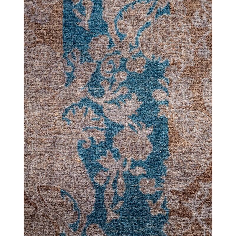 Overton Hand Knotted Wool Vintage Inspired Modern Contemporary Overdyed Brown Runner Rug - 2' 8" x 7' 10"