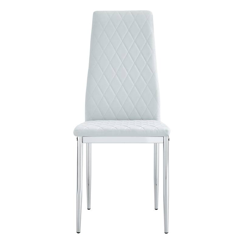 Elegant Modern Dining Chairs: PU Seats & Silver Metal Legs – Perfect for Minimalist Homes & Versatile Settings.