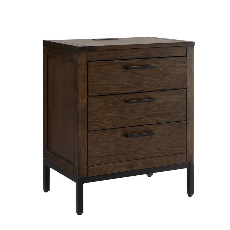 Leick Home Tableau Solid Wood Rustic Modern Three Drawer Nightstand