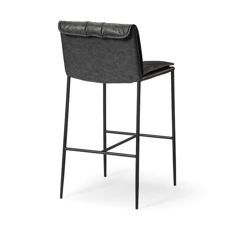Maven Lane Gerard Bar Metal & Vegan Leather Kitchen Dining Stool