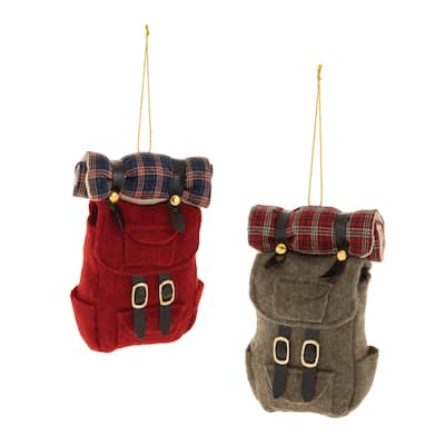 12 Piece Nostalgic Hiking Backpack Christmas Ornaments Set - 2.75” x 2” x 4.5”