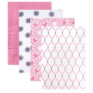 Hudson Baby Infant Girl Cotton Muslin Swaddle Blankets, Pink Mandala, One Size - Pink Mandala - 4-Pack