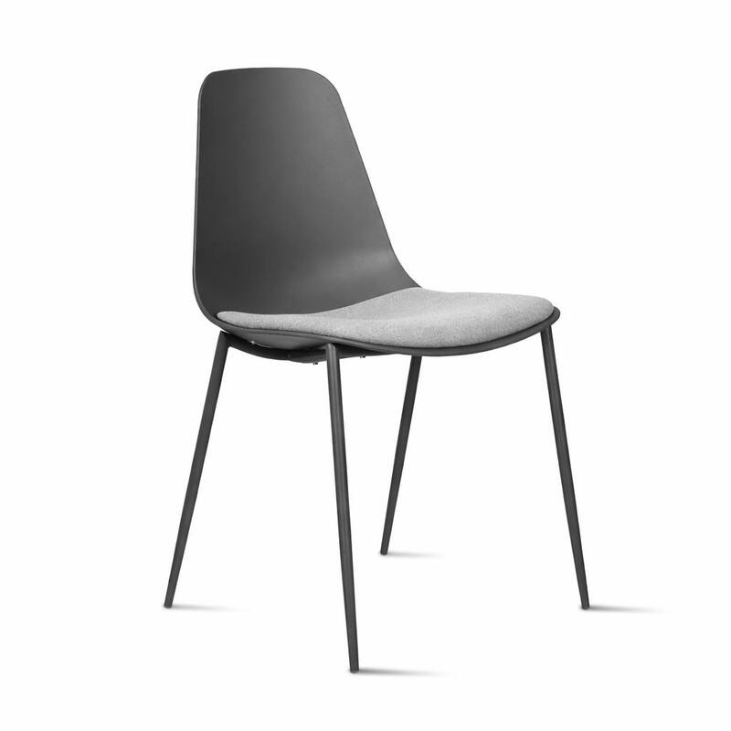 Set of 4 Plastic Dining Chairs Cushion Padded For Kitchen Metal Legs Guest Meeting Waiting Room Business Indoor Outdoor Patio