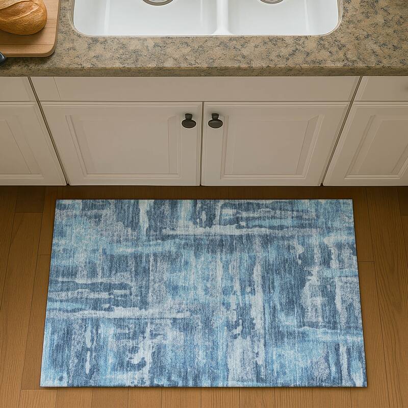 Premium Washable Super Soft Modern Glam Mayfield Rug - Denim - 1'8" x 2'6"