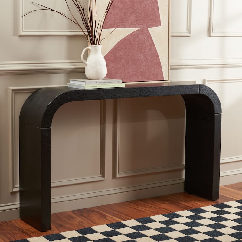SAFAVIEH Liasonya Curved Console Table - 52" W x 12" D x 31" H - Black