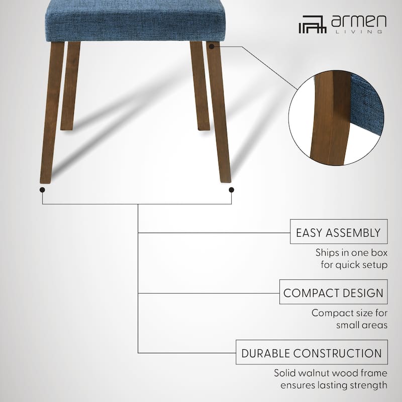 Channell Mid-Century Modern Upholstered Wood Dining Chairs - Set of 2
