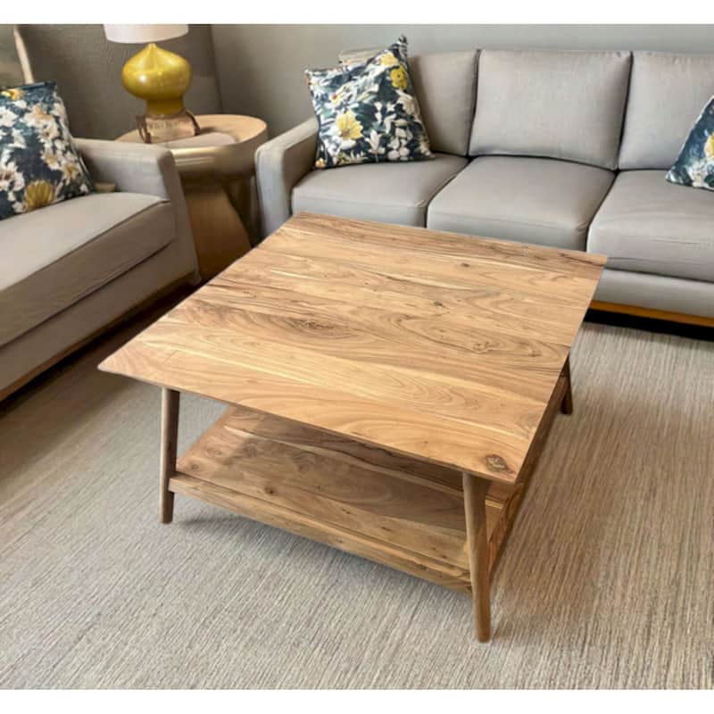 Acacia Wood 32" Square Coffee Table