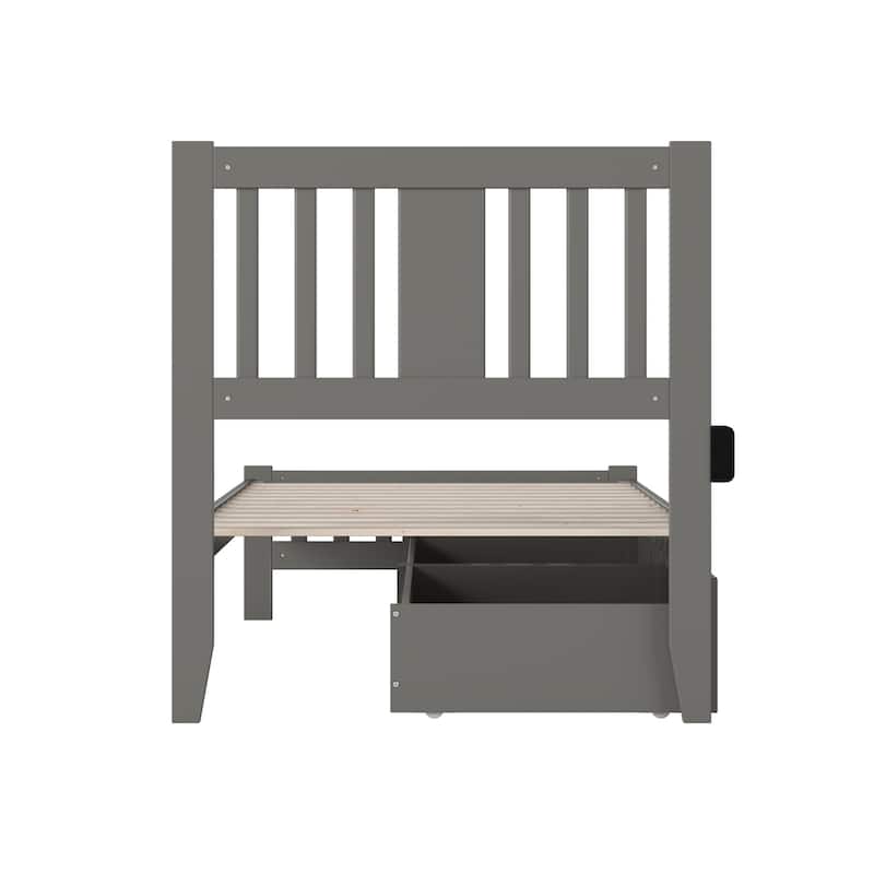 Twin Bed with Footboard & Drawers - Classic Comfort Grey Bedroom Furniture