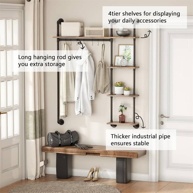 5 Tier Heavy Duty Garment Rack - 7.9"D x 37.3"W x 56.3"H