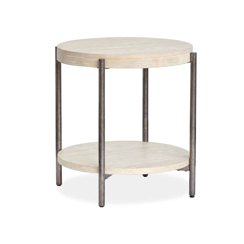 Magnussen Home Jennings Edgecomb Grey and Weathered Antique Nickel Round End Table - 24''W x 24''D x 24''H - 24''W x 24''D x 24''H