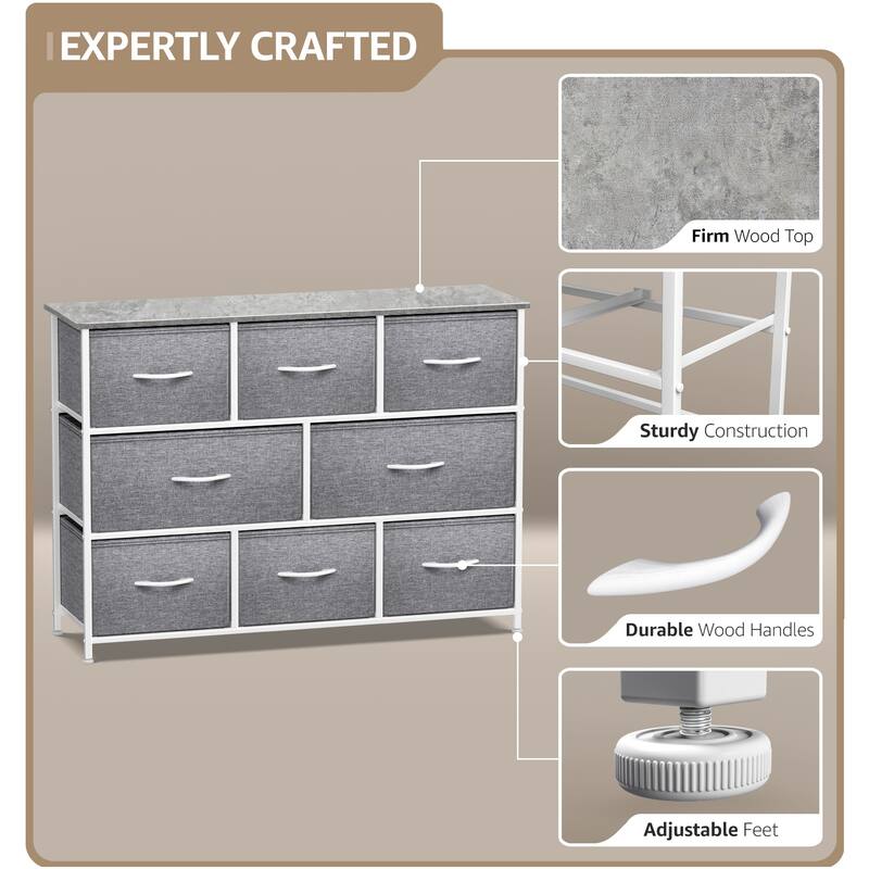 Sorbus 8 Drawer Dresser (Wood Top)