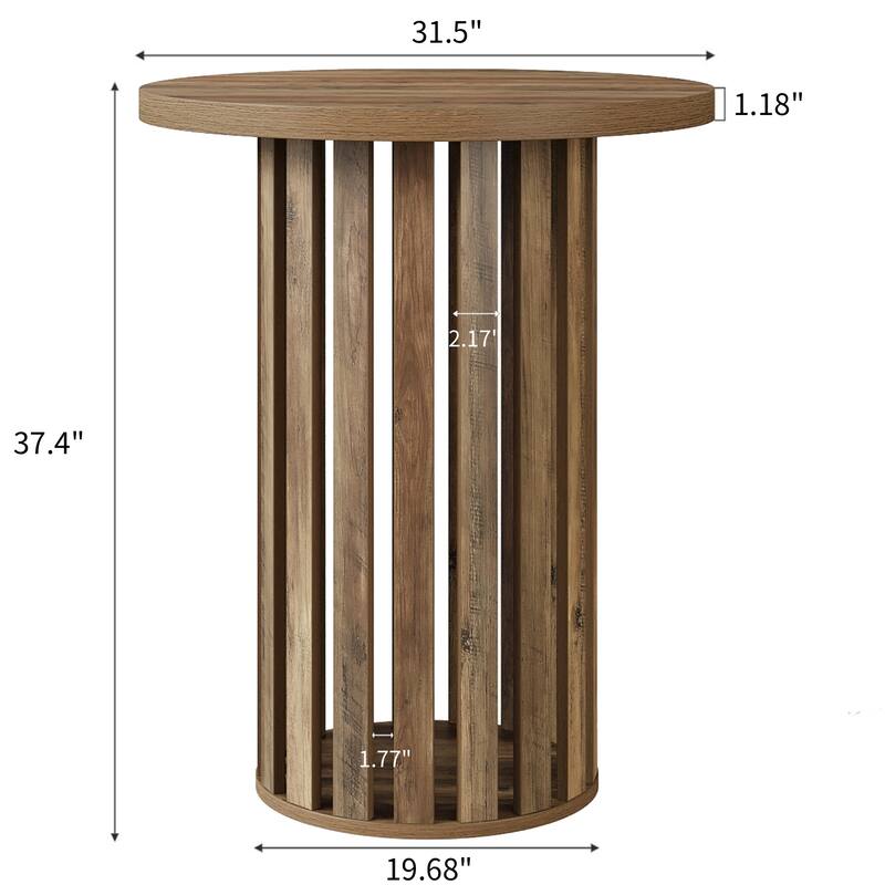 Round Bar Table, 37.4" High Bistro Pub Table for Kitchen, Dining Room, Home Bar - 31.5" D x 31.5" W x 37.4" H