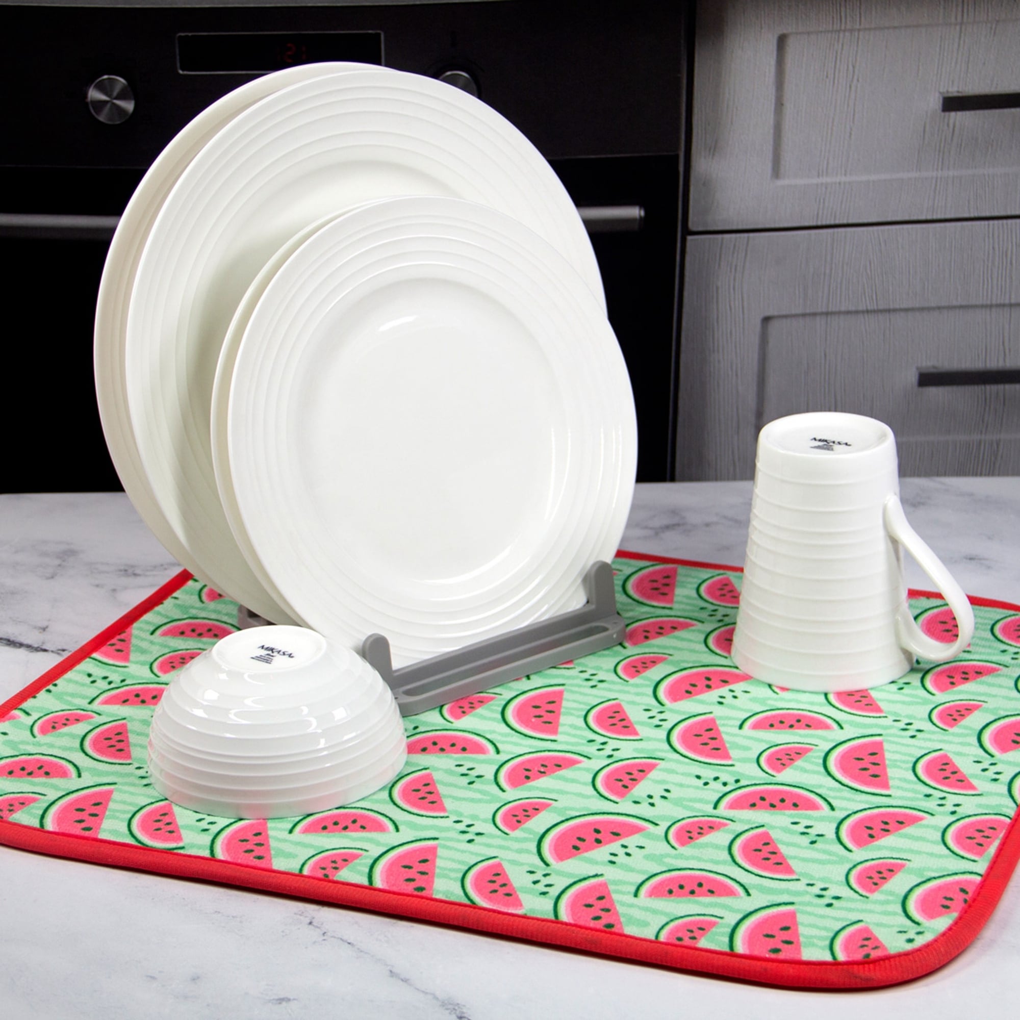 Grand Fusion Reversible Dish Drying Mats 2 Pack, Watermelon Set