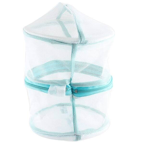Shop Unique Bargains Foldable Lingerie Delicates Bra Mesh Wash Bag Home Household Net Washing Laundry Basket Green White Overstock 18401391