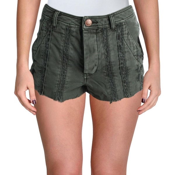 womens denim shorts with lace trim