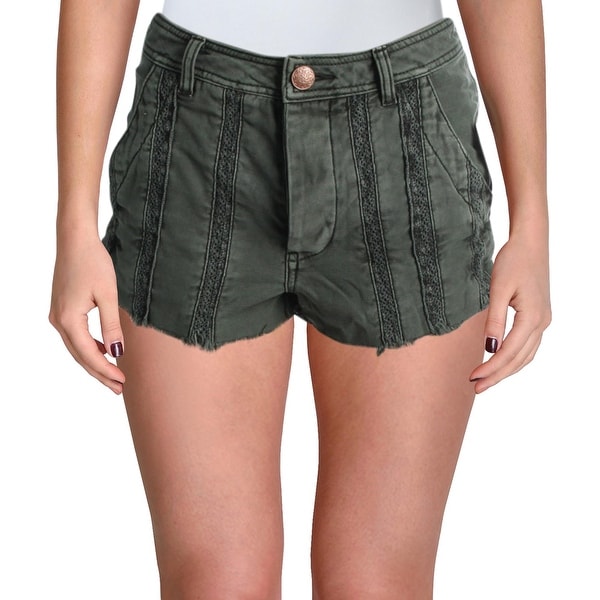 jean shorts with lace trim