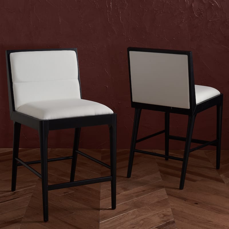 SAFAVIEH Couture Vonne Linen Counter Stool (Set of 2) - 19Wx22Dx36H - Black/White
