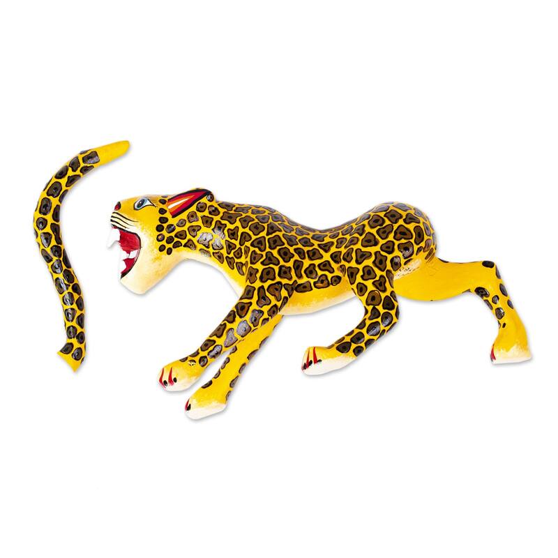 Novica Handmade Fierce Jaguar Wood Alebrije Sculpture