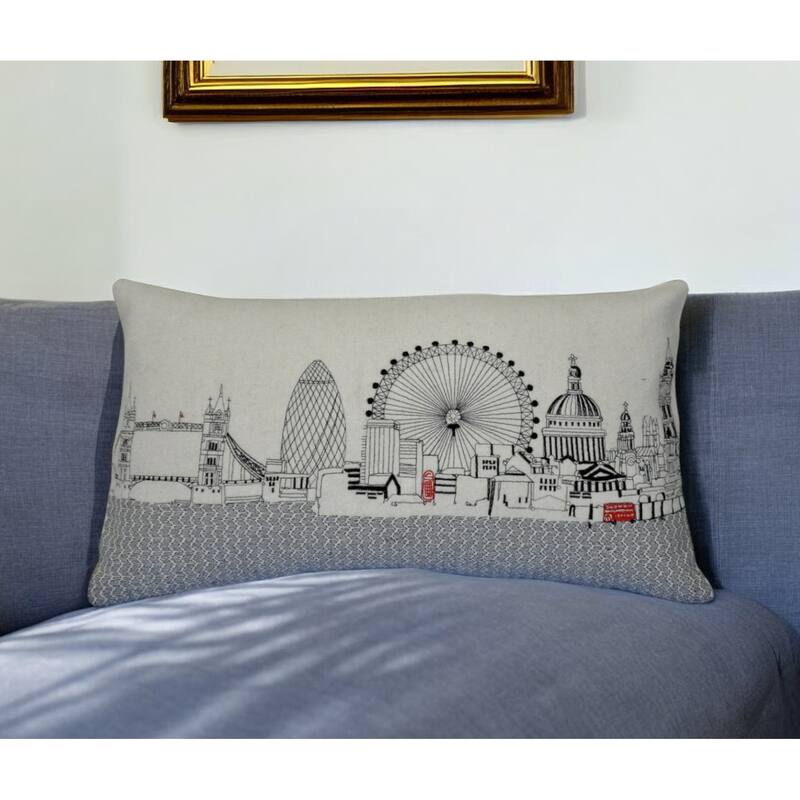 HomeRoots 25" White London Daylight Skyline Lumbar Decorative Pillow - Bed Rest - Polyester