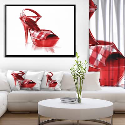 Designart 'Red High Heel Women s Shoe' Contemporary Framed Canvas Art Print