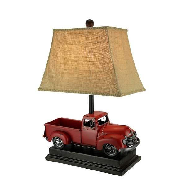 Shop Rustic Red Antique Truck Table Lamp with Burlap Shade ...