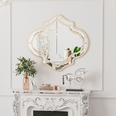 Scalloped Edge Silver Wall Decor Mirror for Hallway, Living Room - 35"x32"x1"