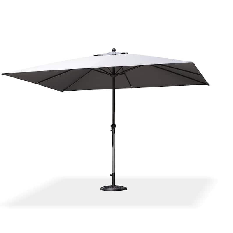 PURPLE LEAF Durable Solid Outdoor Market Umbrella Patio Table Umbrella - 9x11ft-Light Grey