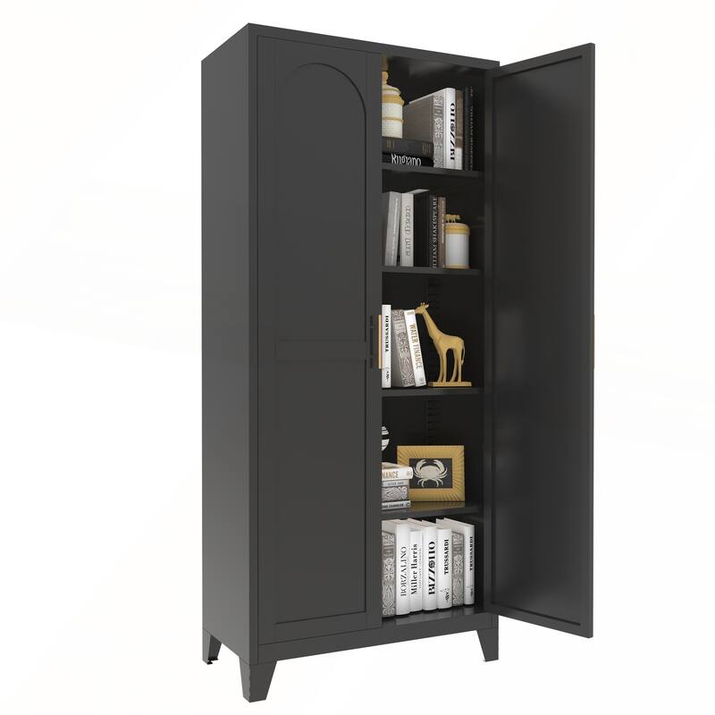Metal Storage Cabinet with Doors and Adjustable Shelves