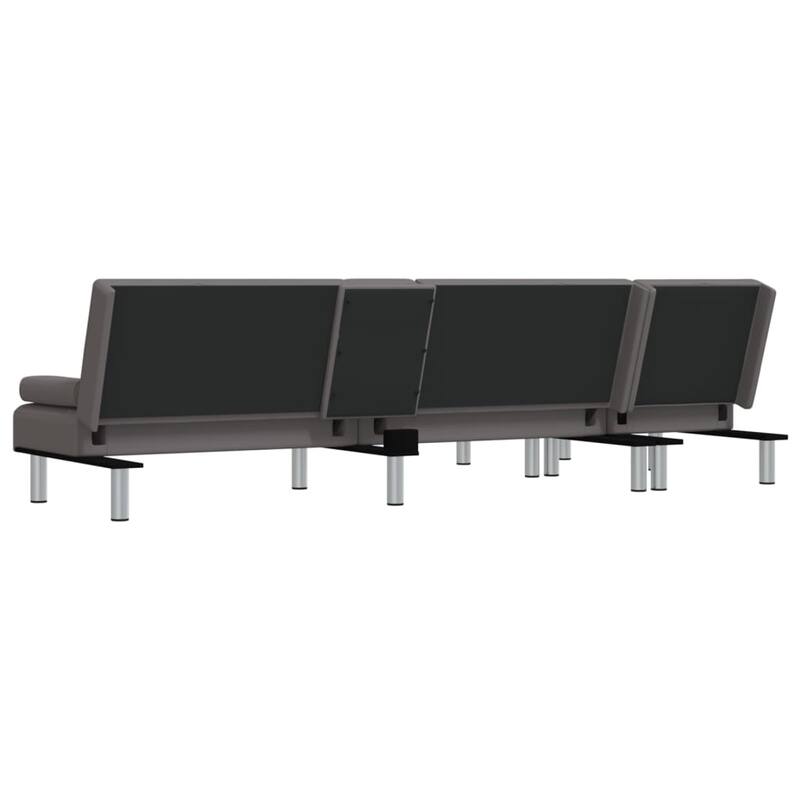 vidaXL L-shaped Sofa Bed Black/Gray 100.4"x55.1"x27.6" Faux Leather - 100.4" x 55.1" x 27.6"